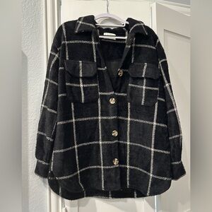 Z Supply Black Check Shirt Jacket